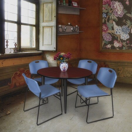 Regency Kahlo Round Table & Chair Sets, 48 W, 48 L, 29 H, Wood, Metal, Polypropylene Top, Mahogany TPL48RNDMHBK44BE